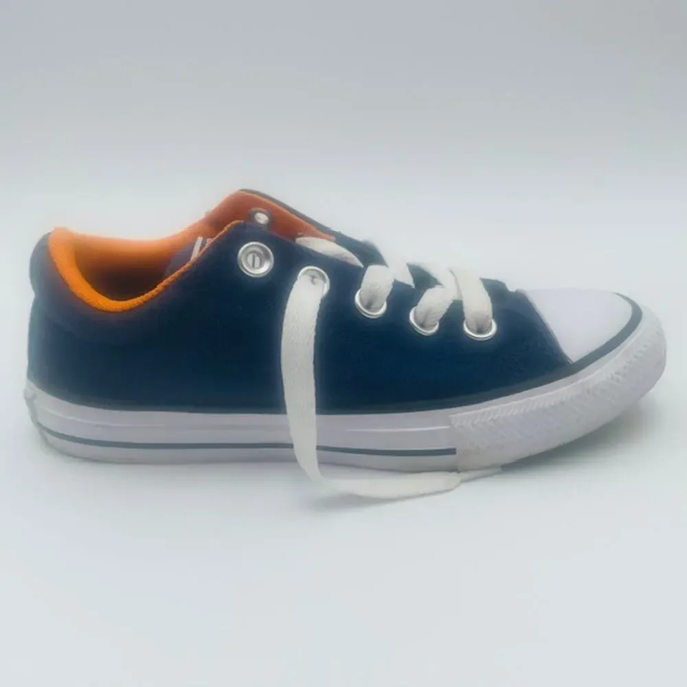 Converse All Star Laced Boys Sneaker Tennis Shoe's Blue White Orange - Jr Size 1